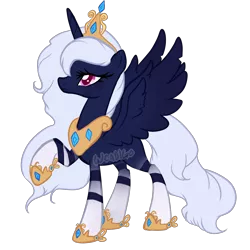 Size: 2500x2500 | Tagged: safe, artist:skulifuck, derpibooru import, oc, oc:mira, unofficial characters only, alicorn, pony, alicorn oc, eyelashes, female, hoof shoes, horn, jewelry, mare, peytral, raised hoof, simple background, solo, tiara, transparent background, wings