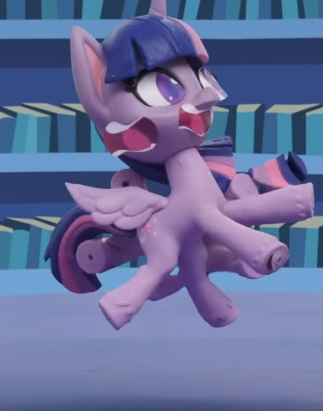 Size: 520x663 | Tagged: safe, derpibooru import, screencap, twilight sparkle, twilight sparkle (alicorn), alicorn, pony, my little pony: pony life, my little pony: stop motion short, pinkie pie wants to play, cropped, female, great moments in animation, library, mare, solo, twilight's castle, twilight's castle library, what has science done