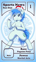 Size: 800x1399 | Tagged: artist:vavacung, character card, derpibooru import, hat, male, oc, oc:sports news, pactio card, pegasus, pegasus oc, safe, wings