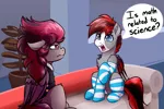 Size: 4000x2670 | Tagged: safe, artist:witchtaunter, derpibooru import, oc, ponified, bat pony, pegasus, pony, bat pony oc, bat wings, clothes, commission, confused, couch, math, science, socks, speech bubble, striped socks, unamused, wings