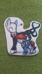 Size: 747x1328 | Tagged: safe, artist:dark lightning, derpibooru import, oc, oc:dark lightning, bat pony, earth pony, pony, old art, photo, slenderpony, traditional art