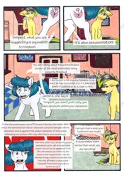 Size: 3336x4776 | Tagged: safe, artist:tillie-tmb, derpibooru import, oc, oc:meadow lark, oc:tempest, unofficial characters only, earth pony, pony, unicorn, comic:the amulet of shades, female, mare, traditional art