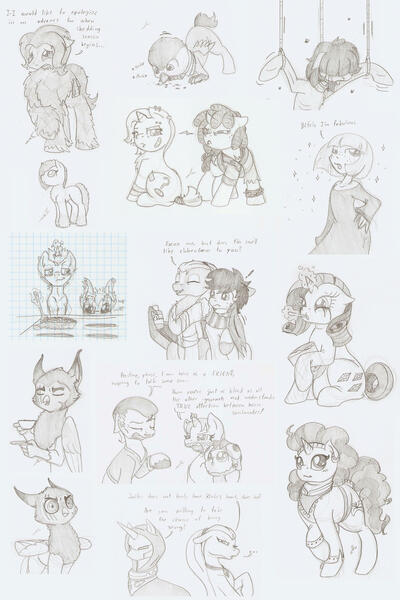 Size: 2000x2999 | Tagged: safe, artist:ravenpuff, deleted from derpibooru, derpibooru import, rarity, saffron masala, oc, oc:burd, oc:edgar, oc:kirke, oc:myth leading, oc:peacekeeper, oc:pristine darling, oc:prof. sanguinem, oc:red velvet, oc:sunshine unit, oc:tall tale, oc:tiny terror, oc:warden, unofficial characters only, bat pony, earth pony, gryphon, hippogriff, human, pony, siren, unicorn, bandaid, bat pony oc, bat wings, bathrobe, bedroom eyes, behaving like a bird, blood, bondage, chest fluff, chloroform, cloak, clothes, collar, cooking, crying, cup, ear fluff, ear piercing, earring, earth pony oc, erlenmeyer flask, exclamation point, eye scar, eyelashes, eyes closed, female, filly, flies, fluffy, food, freckles, glowing horn, griffon oc, hair over eyes, hanging, hippogriff oc, horn, horn piercing, humanized, ice cream, jewelry, lineart, magic, makeup, male, mare, marshmelodrama, mask, monochrome, nosebleed, open mouth, piercing, rarity being rarity, robe, rope, rope bondage, running makeup, scar, scarf, siren oc, sitting, spatula, spoon, stallion, starving, suspended, suspicious, tail wrap, teacup, telekinesis, tongue out, traditional art, unicorn oc, unshorn fetlocks, vulgar, wing hands, wing hold, wings