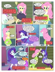 Size: 612x792 | Tagged: safe, artist:greatdinn, artist:newbiespud, derpibooru import, edit, edited screencap, screencap, fluttershy, rarity, comic:friendship is dragons, equestria girls, equestria girls (movie), bracelet, clothes, collaboration, comic, cutie mark, cutie mark on clothes, dialogue, female, gym, high five, jewelry, screencap comic, worried