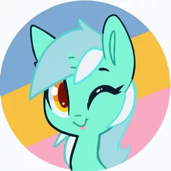 Size: 1953x1953 | Tagged: artist needed, source needed, safe, derpibooru import, lyra heartstrings, unicorn, ;p, bust, female, happy, looking at you, mare, one eye closed, portrait, tongue out, wink