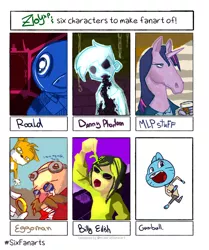 Size: 1005x1200 | Tagged: safe, artist:askzloyxp, derpibooru import, twilight sparkle, anthro, bird, human, penguin, unicorn, six fanarts, animal crossing, black sclera, bust, crossover, danny phantom, doctor eggman, facial hair, female, goggles, gumball watterson, hoers, mare, miles "tails" prower, moustache, sonic the hedgehog (series), sunglasses, the amazing world of gumball, unicorn twilight