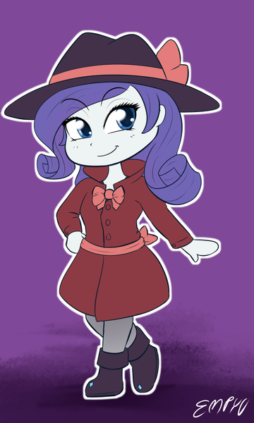 Size: 600x1000 | Tagged: safe, artist:empyu, derpibooru import, rarity, equestria girls, chibi, detective rarity, solo