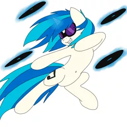 Size: 1024x1024 | Tagged: safe, artist:artponie, derpibooru import, vinyl scratch, pony, unicorn, fighting is magic, epic, female, mare, pose, record, simple background, solo, white background