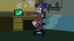 Size: 1280x720 | Tagged: dead source, safe, artist:radiantrealm, artist:sonicrock56, derpibooru import, sci-twi, twilight sparkle, equestria girls, friendship games, animated, bondage, bound, bound and gagged, chair, clothes, commission, crystal prep academy, crystal prep academy uniform, crystal prep shadowbolts, damsel in distress, eye shimmer, female, gag, glasses, high heels, high res, kidnapped, muffled words, office chair, pleated skirt, rope, rope bondage, ropes, school uniform, shoes, show accurate, sitting, skirt, socks, solo, sound, struggling, tape, tape gag, tied to chair, tied up, webm