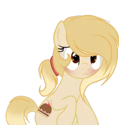 Size: 874x913 | Tagged: safe, artist:applerougi, derpibooru import, oc, oc:cremita, earth pony, pony, blushing, female, mare, simple background, solo, transparent background