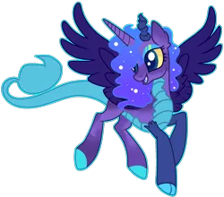 Size: 1792x1580 | Tagged: artist:kurosawakuro, base used, derpibooru import, ethereal mane, female, hybrid, interspecies offspring, magical lesbian spawn, oc, offspring, parent:cosmos, parent:princess luna, safe, simple background, solo, starry mane, transparent background, unofficial characters only