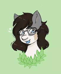 Size: 447x543 | Tagged: safe, artist:poofindi, derpibooru import, oc, oc:mama chubs, unofficial characters only, earth pony, pony, blue eyes, bust, female, glasses, mare, nose piercing, piercing, simple background