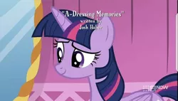 Size: 828x469 | Tagged: safe, derpibooru import, screencap, twilight sparkle, twilight sparkle (alicorn), alicorn, pony, a-dressing memories, spoiler:a-dressing memories, spoiler:mlp friendship is forever, 9now, credits, female, josh haber, mare, nine network, solo