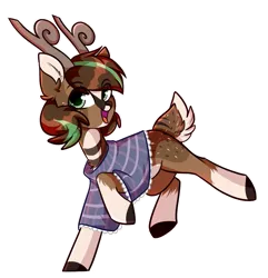 Size: 1159x1200 | Tagged: artist:cloud-fly, clothes, deer, deer pony, derpibooru import, female, oc, oc:basil, original species, outline, poncho, safe, simple background, solo, transparent background, unofficial characters only