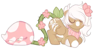 Size: 1070x563 | Tagged: artist:skulifuck, augmented tail, base used, derpibooru import, eyes closed, female, flower, flower in hair, monster pony, neckerchief, oc, oc:bloom, oc:blossom, original species, piranha plant pony, plant, plant pony, safe, simple background, transparent background, unofficial characters only, wings