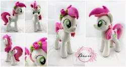 Size: 2247x1197 | Tagged: artist:dixierarity, commission, derpibooru import, flower, handmade, pink, plushie, rose, roseluck, safe