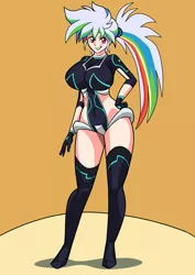 Size: 2480x3508 | Tagged: alternate universe, artist:art-2u, breasts, busty rainbow dash, derpibooru import, human, humanized, oc, oc:lunar rainbow, rainbow dash, safe, series:nightmare war, solo, unofficial characters only