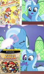 Size: 640x1080 | Tagged: all bottled up, derpibooru import, edit, edited screencap, exploitable meme, meme, paper mario, paper mario: sticker star, paper mario: the thousand year door, safe, screencap, super mario bros., take that, trixie, trixie fixing meme