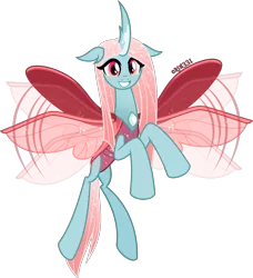 Size: 4000x4395 | Tagged: alternate version, artist:orin331, buzzing wings, changedling, changeling, changeling queen, cute, derpibooru import, diaocelles, female, flying, looking at you, ocellus, older, older ocellus, queen ocellus, safe, signature, simple background, smiling, solo, transparent background, vector, wings