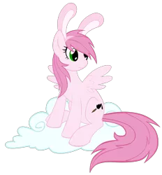 Size: 1712x1848 | Tagged: safe, artist:kerijiano, derpibooru import, ponified, pegasus, pony, bunny ears, cloud, female, inkbunny, mare, simple background, sitting, smiling, solo, transparent background