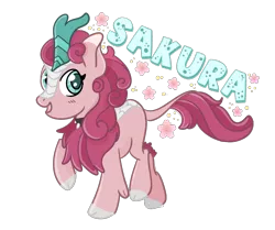 Size: 1222x1022 | Tagged: artist:redpalette, badge, cherry blossoms, cute, derpibooru import, female, flower, flower blossom, kirin, mare, oc, pink, safe, simple background, solo, transparent background, unofficial characters only, walking