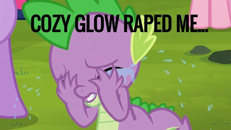 Size: 1280x720 | Tagged: abuse, background pony strikes again, caption, crying, derpibooru import, dragon, edit, edited screencap, image macro, implied cozy glow, implied rape, it ain't easy being breezies, male, sad, screencap, semi-grimdark, spike, spikeabuse, suggestive, text, why