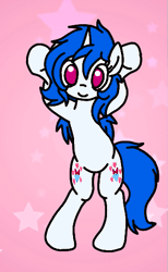 Size: 333x540 | Tagged: safe, artist:gempainter32, derpibooru import, oc, oc:diamond nella, unofficial characters only, pony, semi-anthro, unicorn, animated, blue hair, blue mane, both cutie marks, bow, caramelldansen, cute, dancing, diamond, flipaclip, frame by frame, gif, heart, magenta eyes, ocbetes, pink background, simple background, solo, stars, white coat, white fur