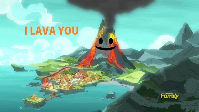 Size: 640x360 | Tagged: 1000 hours in ms paint, campfire tales, derpibooru import, edit, edited screencap, lava, pun, rockhoof's village, safe, screencap, volcano