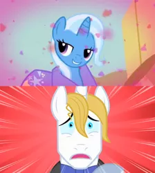 Size: 1280x1428 | Tagged: bluetrix, boast busters, derpibooru import, edit, edited screencap, female, male, prince blueblood, safe, screencap, shipping, shipping domino, straight, the best night ever, trixie