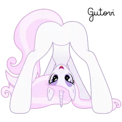 Size: 2709x2709 | Tagged: suggestive, artist:gutovi, derpibooru import, fleur-de-lis, pony, unicorn, butt, clothes, featureless crotch, female, looking at you, looking back, looking back at you, looking between legs, mare, open mouth, plot, simple background, smiling, solo, solo female, tall, transparent background, upside down