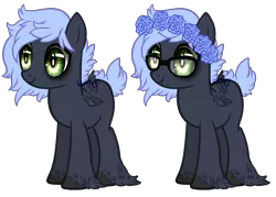 Size: 2500x1792 | Tagged: safe, artist:skulifuck, derpibooru import, oc, oc:soft sighs, unofficial characters only, pegasus, pony, base used, duo, female, floral head wreath, flower, glasses, hoof fluff, mare, messy mane, multiple wings, pegasus oc, simple background, transparent background, wide eyes, wings