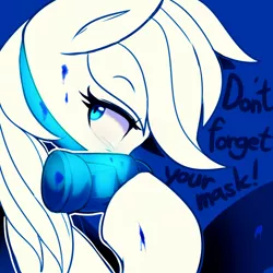 Size: 3600x3600 | Tagged: safe, artist:maren, derpibooru import, rainbow dash, coronavirus, covid-19, dialogue, half-face respirator, limited palette, mask, ppe