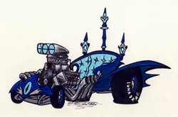 Size: 1024x677 | Tagged: artist:sketchywolf-13, commission, derpibooru import, dragster, engine, hot rod, luna's chariot, no pony, safe, simple background, supercharger, traditional art, white background