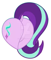 Size: 1600x1879 | Tagged: safe, artist:missmele-madness, derpibooru import, starlight glimmer, pony, unicorn, butt, butt only, cutie mark, deviantart watermark, dock, female, glimmer glutes, heart butt, mare, obtrusive watermark, plot, rear view, simple background, solo, transparent background, watermark