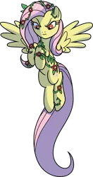 Size: 4000x7600 | Tagged: safe, artist:cencerberon, derpibooru import, idw, fluttershy, pegasus, pony, ponies of dark water, spoiler:comic, spoiler:comic44, absurd resolution, corrupted, female, mare, poison ivy, poison ivyshy, red eyes, simple background, solo, transparent background, vector