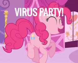 Size: 1258x1024 | Tagged: safe, derpibooru import, edit, edited screencap, screencap, pinkie pie, earth pony, pony, bad idea, coronavirus, coronavirus party, covid-19, covidiots, cropped, oh no, poe's law, solo, this will end in death, this will end in tears, this will end in tears and/or death, too dumb to live