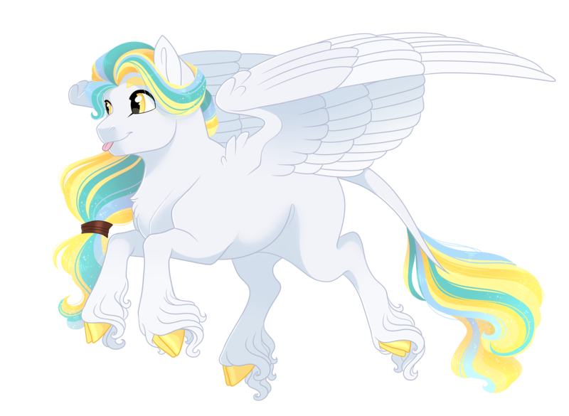 Size: 4100x3000 | Tagged: safe, artist:gigason, derpibooru import, oc, pegasus, pony, female, magical lesbian spawn, mare, offspring, parent:derpy hooves, parent:princess celestia, parents:derpylestia, simple background, solo, tongue out, transparent background