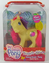 Size: 463x600 | Tagged: safe, derpibooru import, official, photographer:breyer600, apple spice, earth pony, pony, female, g3, mare, packaging, simple background, sunny scent pony, toy, white background