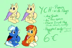Size: 3217x2168 | Tagged: safe, artist:exobass, derpibooru import, sunburst, oc, pegasus, unicorn, commission, flag, pegasus oc, wings, ych example, your character here
