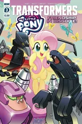 Size: 659x1000 | Tagged: safe, derpibooru import, idw, fluttershy, butterfly, pegasus, pony, spoiler:friendship in disguise, beastbox, clash of hasbro's titans, cover, decepticon, friendship in disguise, laserbeak, ravage, transformers