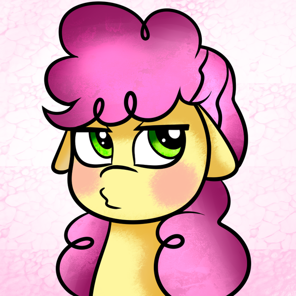 Size: 912x912 | Tagged: safe, artist:claribell3, derpibooru import, li'l cheese, earth pony, pony, the last problem, angry, blushing, bust, colt, cute, floppy ears, li'l cuteese, madorable, male, solo