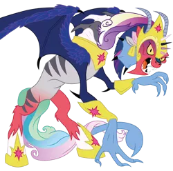 Size: 1024x1015 | Tagged: artist:dragonchaser123, big macintosh, cosmageddon, cosmos (character), derpibooru import, female, fusion, horn, hybrid wings, idw, idw showified, multiple ears, multiple horns, princess cadance, princess celestia, princess luna, safe, simple background, solo, spoiler:comic, spoiler:comic77, transparent background, twilight sparkle, vector, wing claws, wings, zecora