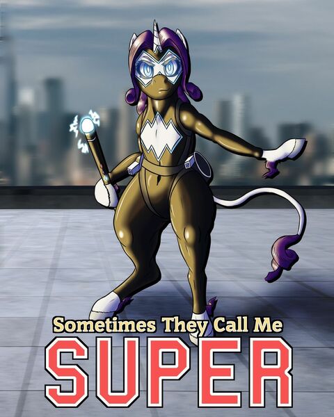 Size: 1024x1280 | Tagged: safe, artist:korencz11, derpibooru import, rarity, pony, unicorn, fanfic, fanfic:sometimes they call me super, electricity, fanfic art, fanfic cover, fetlock tuft, magic, solo, super suit, superhero, traditional unicorn tail, weapon