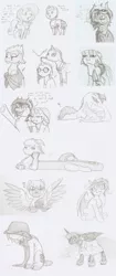 Size: 1578x3773 | Tagged: safe, artist:ravenpuff, deleted from derpibooru, derpibooru import, princess luna, oc, oc:atjour service, oc:chilly heart, oc:fisheyes, oc:floofy (ravenpuff), oc:flower basket, oc:puffy, oc:rowena, oc:solar fusion, oc:white light, alicorn, bat pony, draconequus, earth pony, human, pegasus, pony, unicorn, ..., :i, bat pony oc, bat wings, bendy straw, brain drain, bust, cake, chest fluff, chibi, clothes, cloven hooves, colt, descriptive noise, doctor, draconequus oc, dress, drinking, drinking straw, earth pony oc, eating, eye scar, eyes closed, face down ass up, faceplant, fangs, female, food, freckles, frog (hoof), glasses, goggles, graph paper, grayscale, grumpy, hat, heart, hoof hold, horn, horse noises, infestation, knife, knife cat, lineart, male, mare, messy eating, monochrome, offscreen character, open mouth, parent:discord, parents:canon x oc, pegasus oc, plate, pointing, pov, raised hoof, scar, scarf, side hug, sitting, skirt, smiling, smoking, smug, spread wings, stallion, starving, straw, tentacles, thinking, traditional art, unamused, underhoof, unicorn oc, wings, x x everywhere