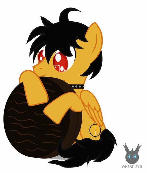 Size: 1112x1312 | Tagged: alfajor, argentina, artist:wheatley r.h., automata, choker, cookie, derpibooru import, food, holding, male, messy tail, oc, oc:rito, pegasus, pegasus oc, red eyes, safe, solo, spiked choker, stallion, unofficial characters only, vector, watermark, wings