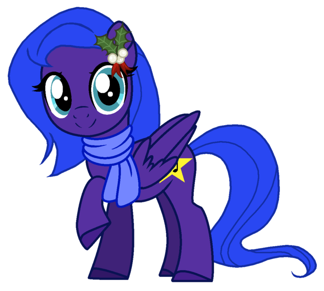 Size: 1166x1048 | Tagged: safe, artist:optimusv42, derpibooru import, starsong, pegasus, pony, clothes, fan version, friendship troopers, hearth's warming, hearth's warming eve, mistletoe, my little pony friendship troopers, scarf, simple background, solo, transparent background, winter, winter outfit