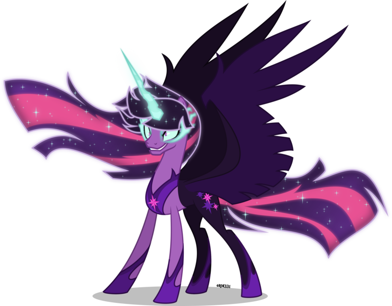 Size: 4000x3127 | Tagged: safe, artist:orin331, derpibooru import, sci-twi, twilight sparkle, twilight sparkle (alicorn), ponified, alicorn, pony, equestria girls, absurd resolution, equestria girls ponified, female, horn, midnight sparkle, nightmarified, princess midnight, simple background, smiling, solo, transparent background, wings