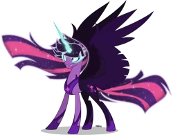 Size: 4000x3127 | Tagged: safe, artist:orin331, derpibooru import, sci-twi, twilight sparkle, twilight sparkle (alicorn), ponified, alicorn, pony, equestria girls, absurd resolution, equestria girls ponified, female, horn, midnight sparkle, nightmarified, princess midnight, simple background, smiling, solo, transparent background, wings