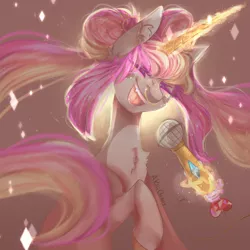 Size: 1080x1080 | Tagged: safe, artist:akiiichaos, derpibooru import, oc, oc:diva, pony, unicorn, female, magic, mare, microphone, solo