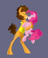 Size: 1752x2136 | Tagged: safe, artist:varwing, derpibooru import, cheese sandwich, pinkie pie, pony, cheesepie, female, holding a pony, hug, male, shipping, size difference, straight